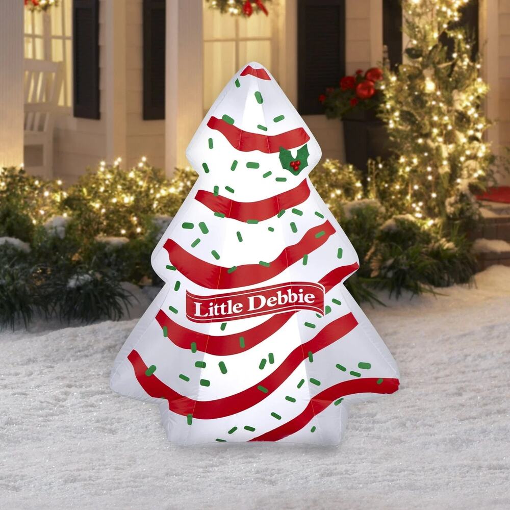 Little Debbie Christmas Tree Cake 4.5 Ft Airblown Inflatable Lighted Yard Decor